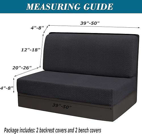 Miniatura 6 de HFCNMY Fundas de cojín para comedor de autocaravana, 2 juegos de fundas elásticas de cojín de tela jacquard, funda de asiento de caravana, fundas de
