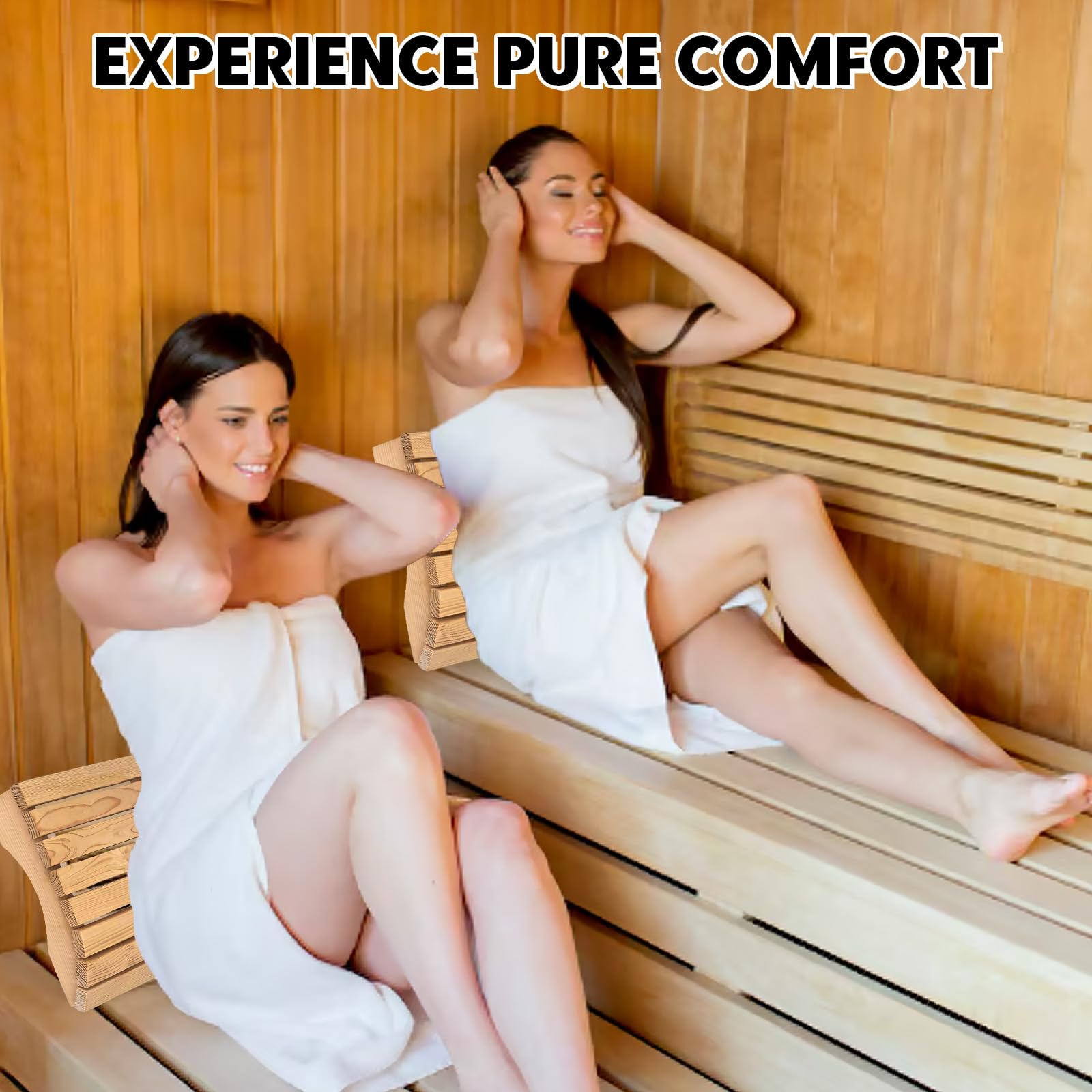 Appuie-tête ergonomique en bois durable pour sauna - Coussin de sauna - Accessoire sauna 35 x 32 x 8,5 cm