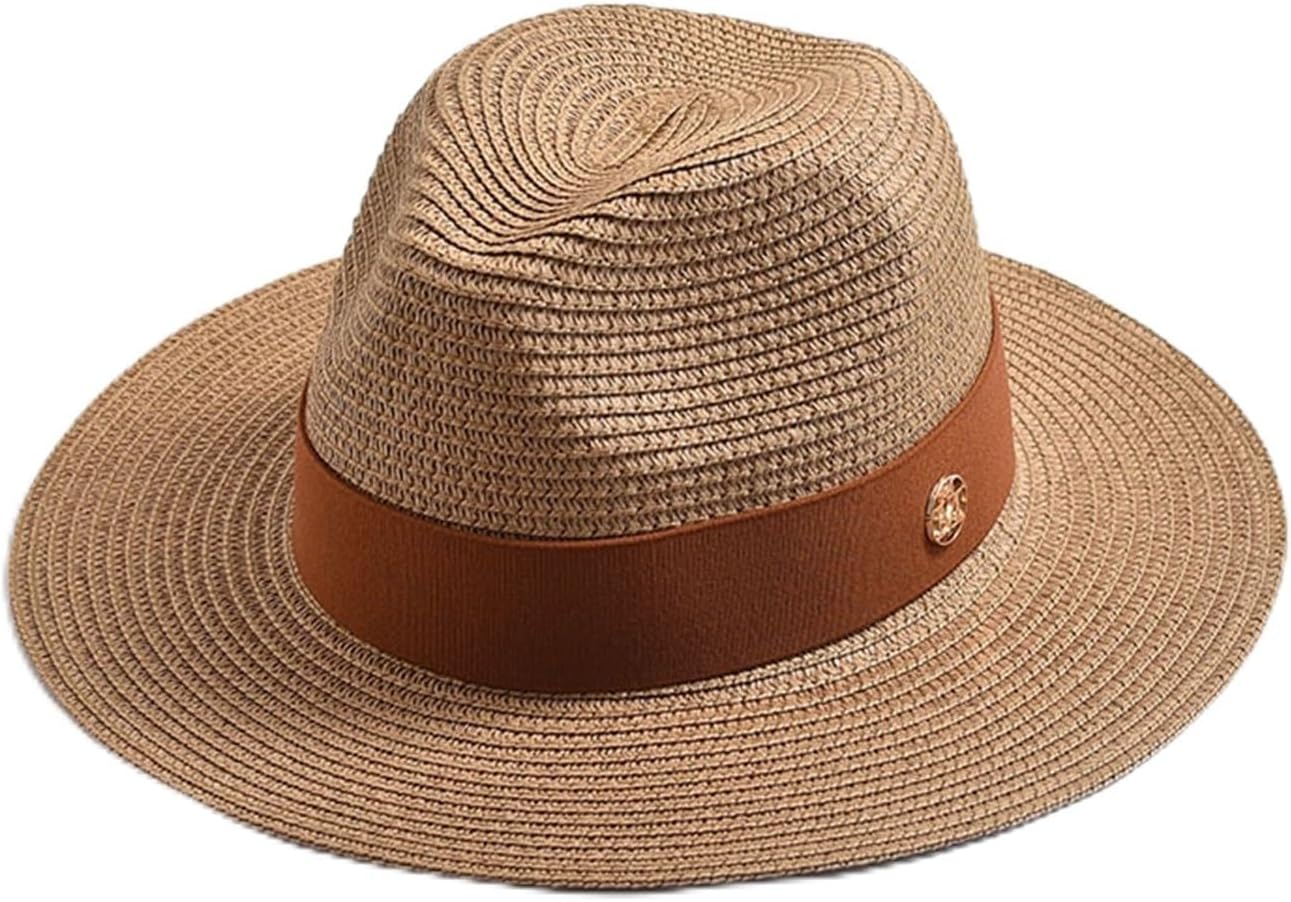 [CUAWBAPF] 女性用夏用麦わら帽子 パナマ ソフトシェイプ ビーチサンハット アウトドア保護 旅行用帽子(2)