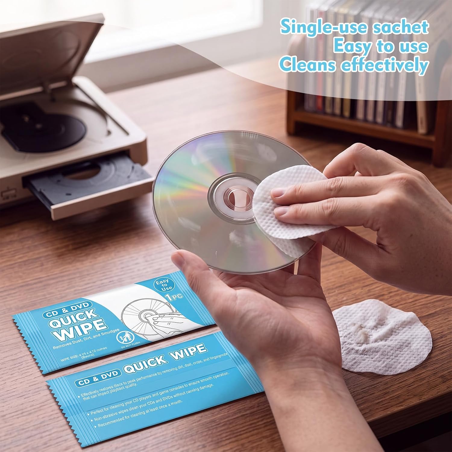 40 Pcs CD & DVD Quick Cleaning Wipes Removes Dirt & Smudges