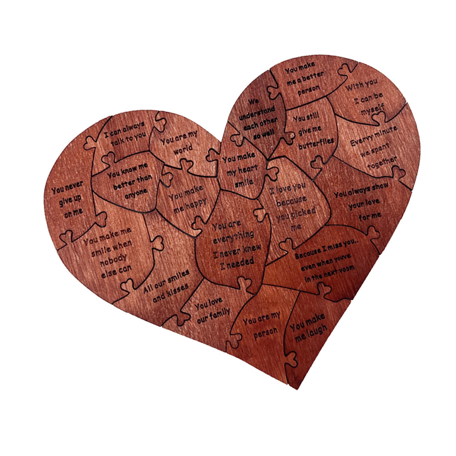 Wooden Heart Puzzle, Romantic Puzzle with Box for Wedding Anniversary, Valentines Day Heart Shape Puzzles, Valentine's Day