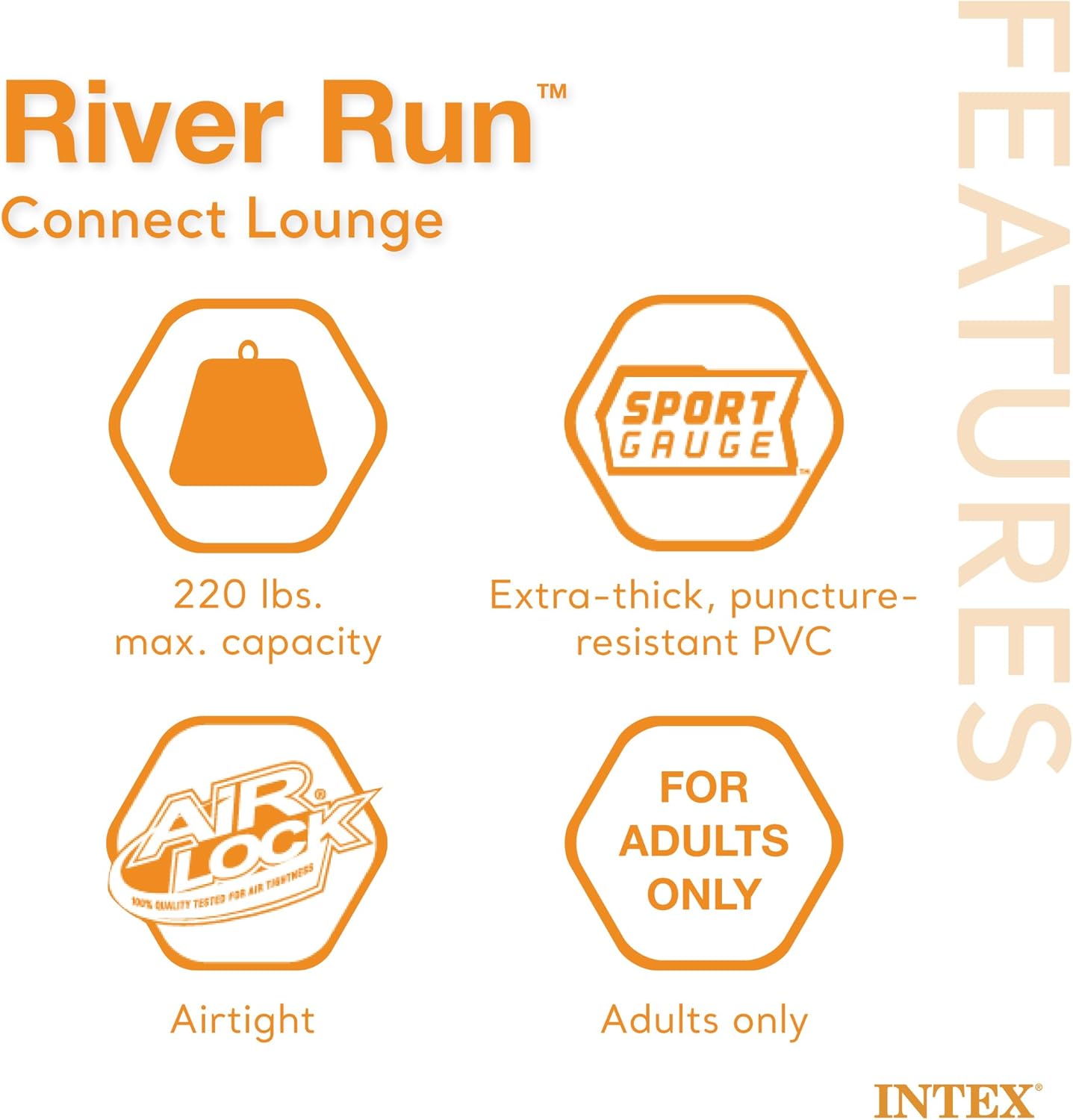 Intex River Run Single Person Inflatable Floating Pool Chairs (Set of 2) Bundled with Inflatable Mega Chill II 72 Can Beverage Cooler Water Float