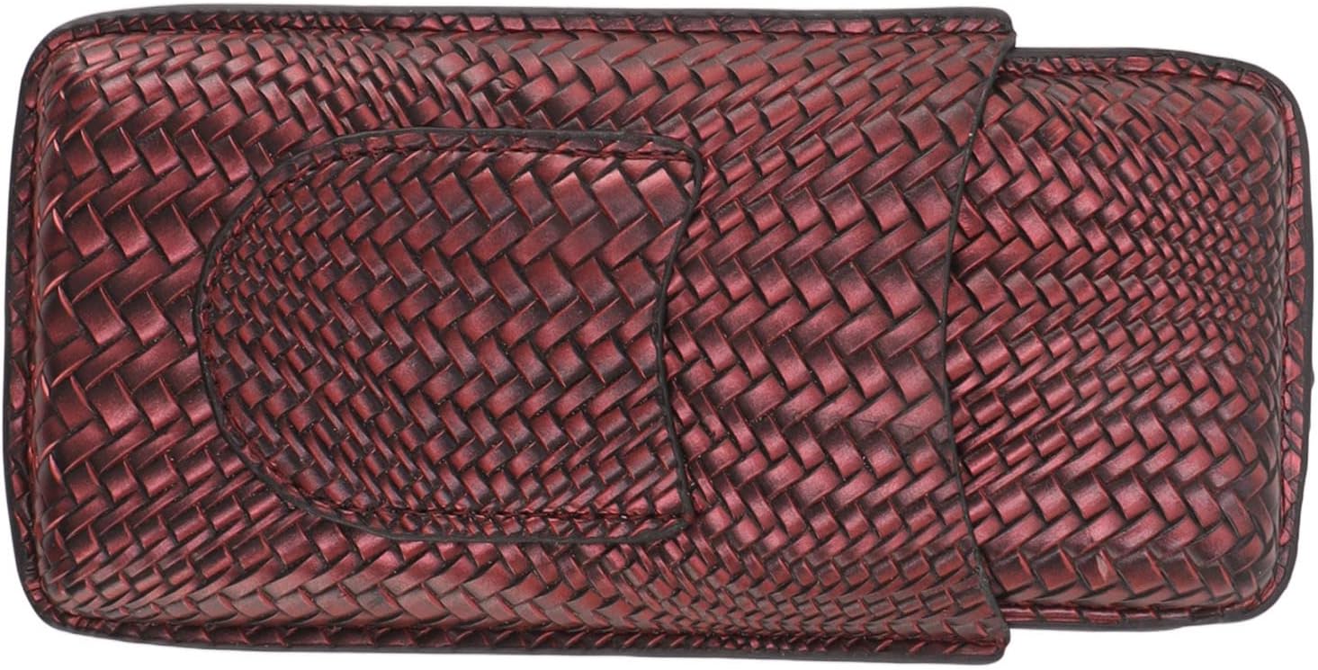 Travel Leather Cigar Case, 3 Finger Cigar Case Elegant Woven Pattern Gift Giving with Front Pocket for Office for Party()