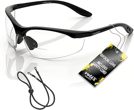voltX CONSTRUCTOR Bifokale Schutzbrille mit Lesehilfe (KLAR +20 Dioptrie)