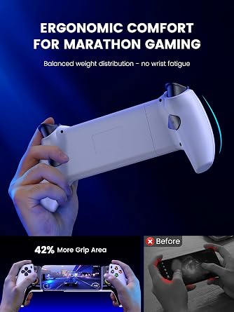 KICKDOT Mobile Gaming Controller with TMR Joysticks & Hall Triggers, No Drift Bluetooth Gamepad for iPhone (iOS)/Android/Switch 2/1/OLED - Wireless Controller for Xbox Cloud/Steam Link, RGB Light, Turbo Macro Back Buttons, Long Battery