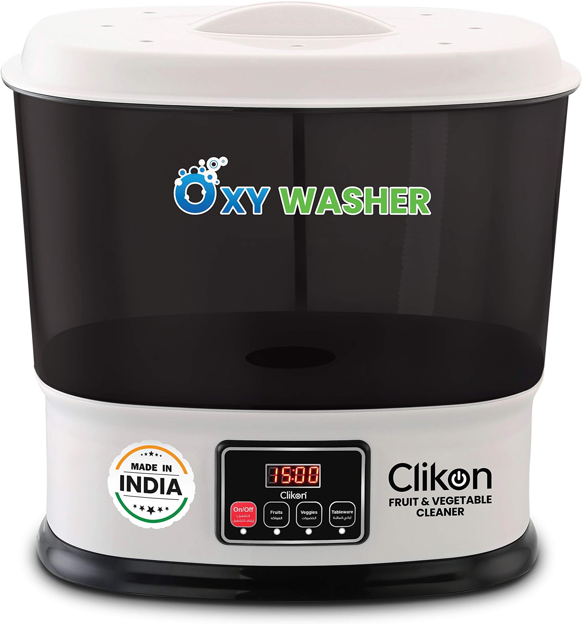 Clikon - Oxy Washer with 10L Volume Capacity, Fruit/Vegetable & Cutlery Detoxifier/Purifier, Ozone Disinfection Technology, Built-In Drain Pipe - CK4275