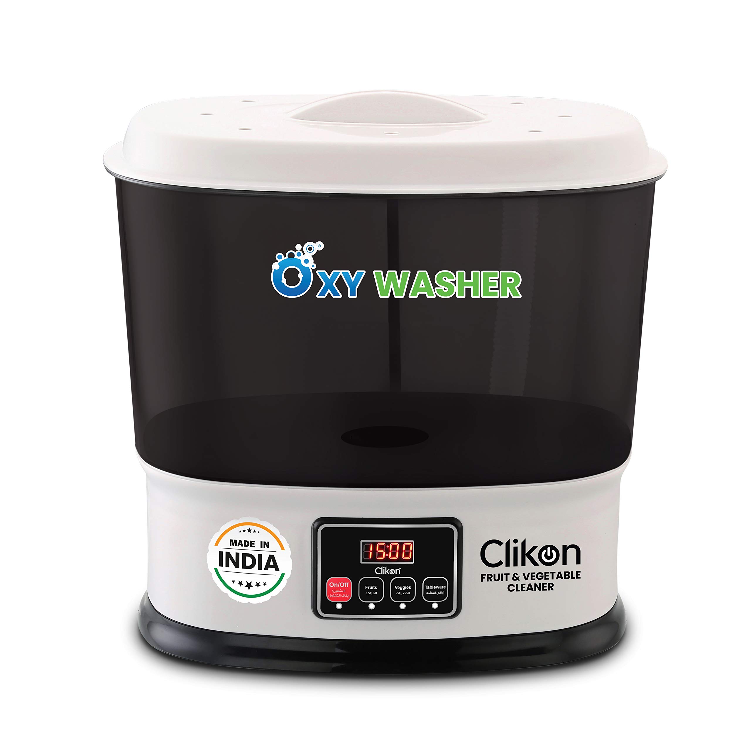 Clikon - Oxy Washer with 10L Volume Capacity, Fruit/Vegetable & Cutlery Detoxifier/Purifier, Ozone Disinfection Technology, Built-In Drain Pipe - CK4275