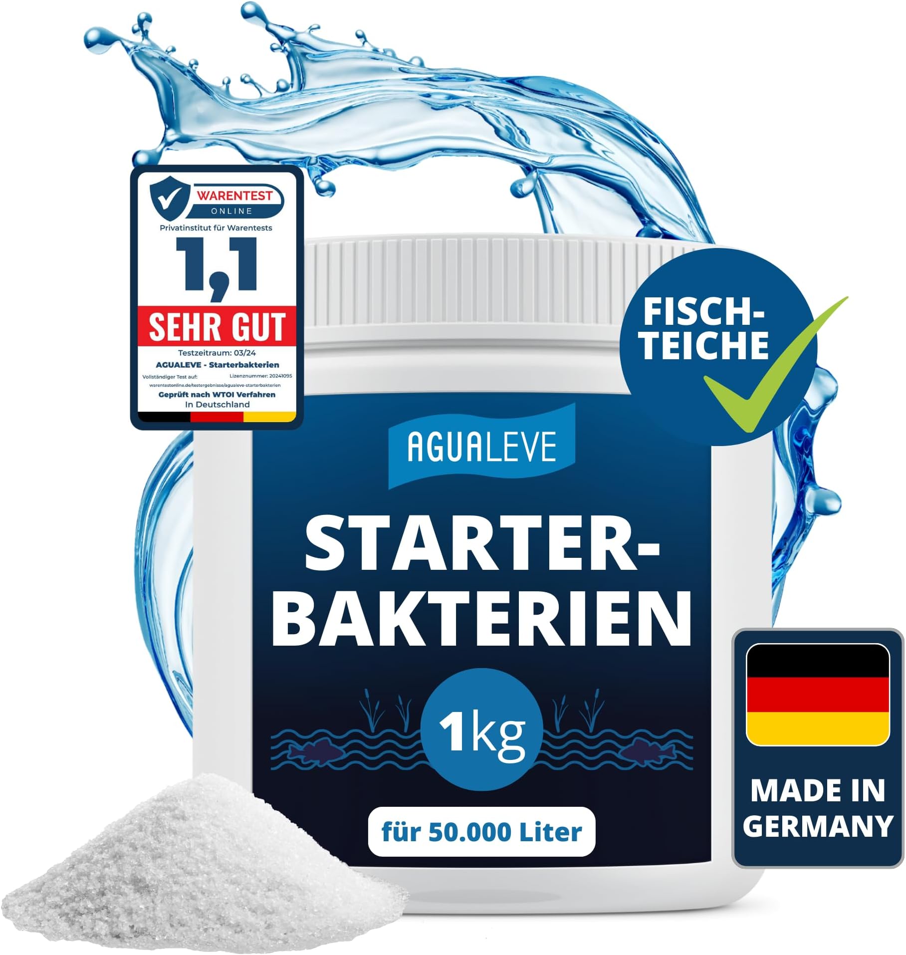 AGUALEVE® Starterbakterien 1kg *NEU* aktiviert den Teichfilter & baut
