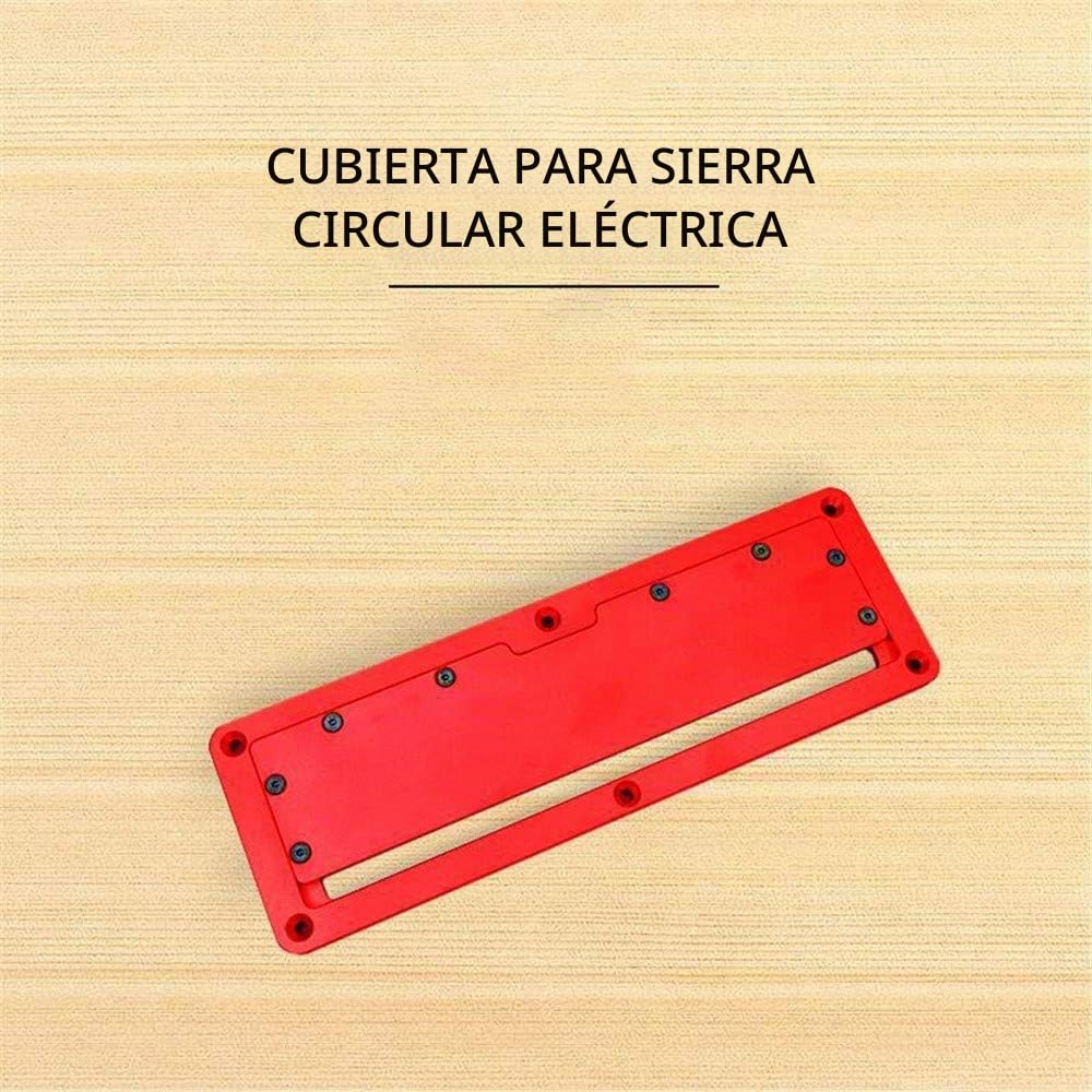 Namvo Placa de garganta para sierra circular eléctrica, ajustable, de aluminio, accesorio para sierra de mesa, color rojo