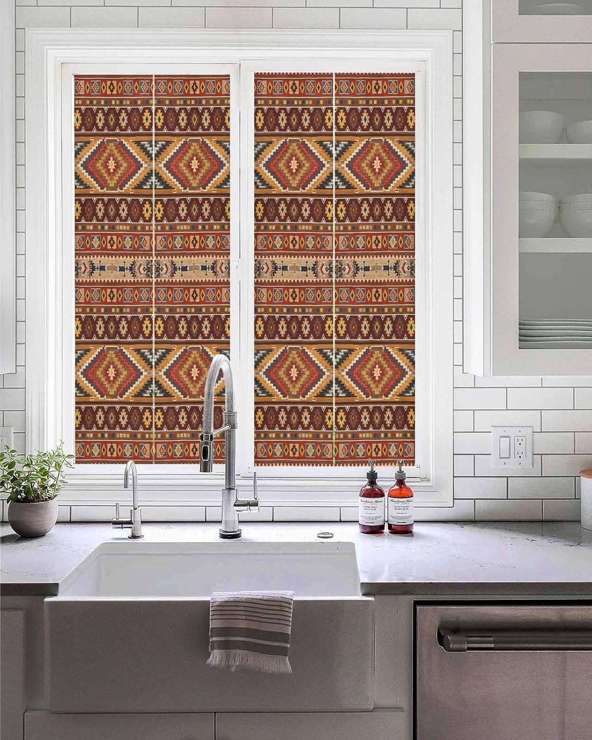 Aztec Window Amazon.com: Brown Southwest Aztec Window Privacy Film Stained Glass ...