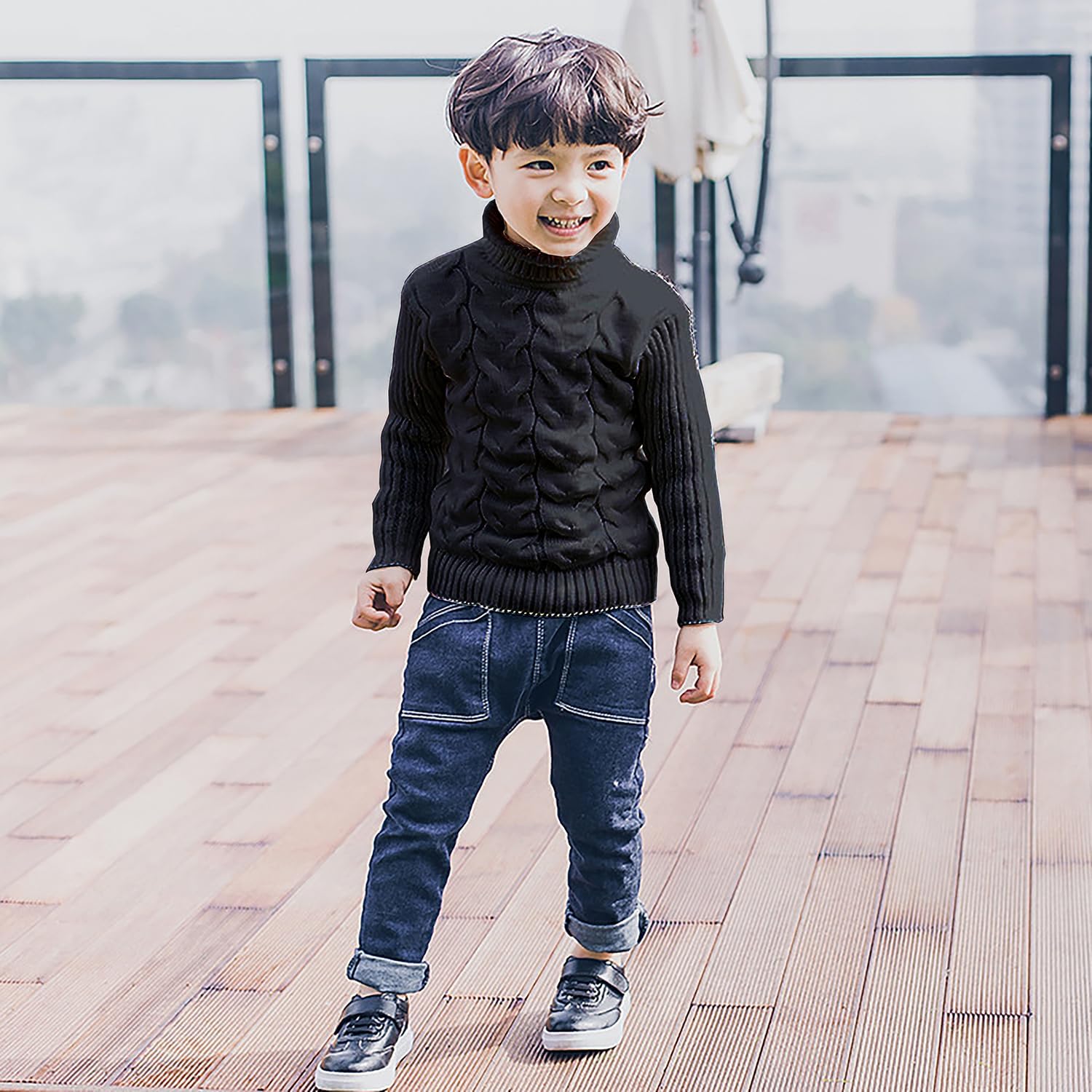 Baby Boys Turtleneck Knit Sweaters Toddler Girls Soft Warm High Collar Pullover Sweater Size 1-8T - Image 3