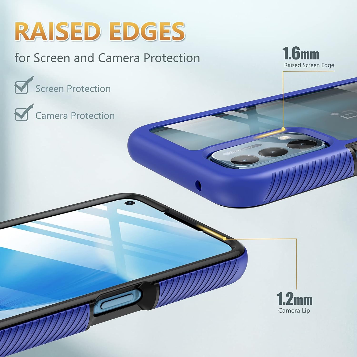 JXVM for OnePlus Nord N200 5G Case with Built-in Screen Protector, Full-Body Protection Shockproof OnePlus Nord N200 5G Phone Case (Dark Blue)