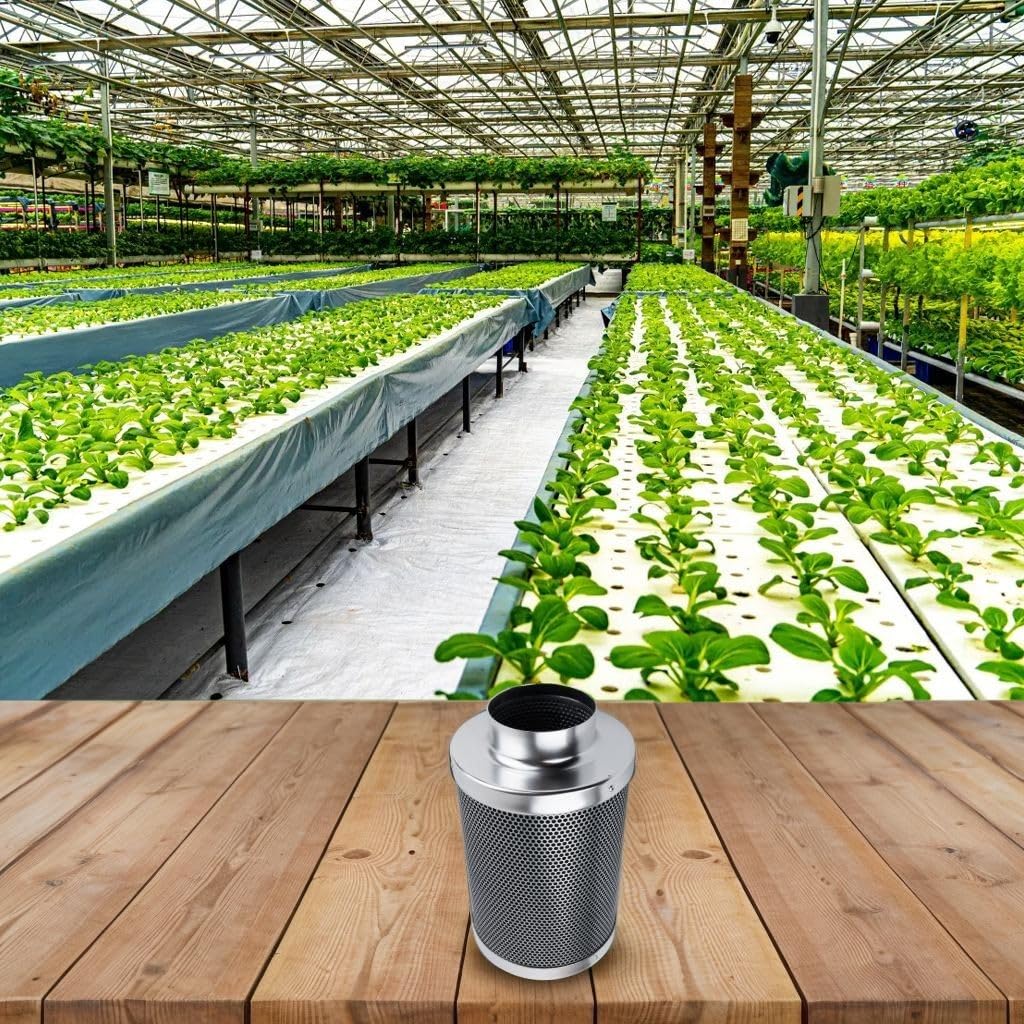 Filtro de carbón activado de 100 mm para control de olores, RC48 ligero con prefiltro para sistema de ventilación hidropónica, tienda de campaña, tubería de invernadero e interior (100 mm x 250 mm)