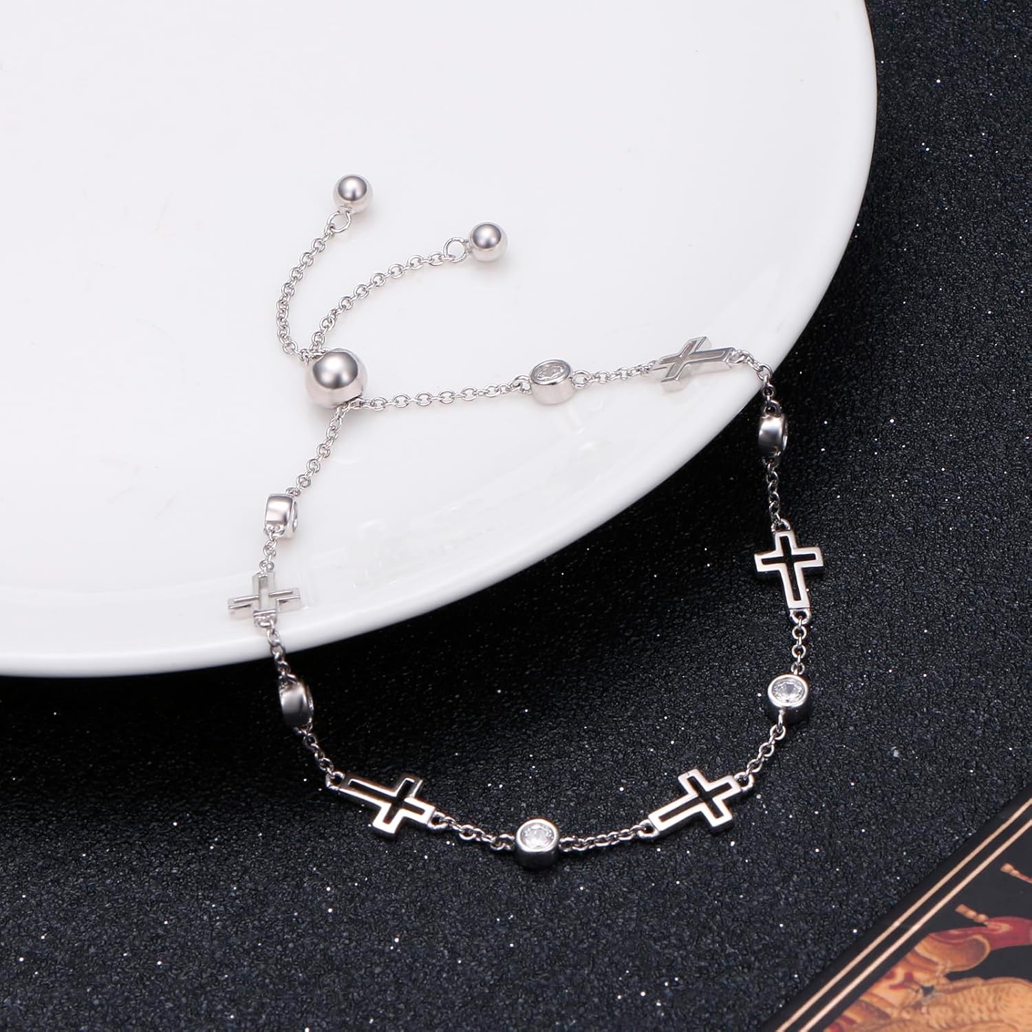 FLYOW Sterling Silver Adjustable Bracelet Graduation Gift for Mother Sister Best Friend Jewelry for Women - Image 6