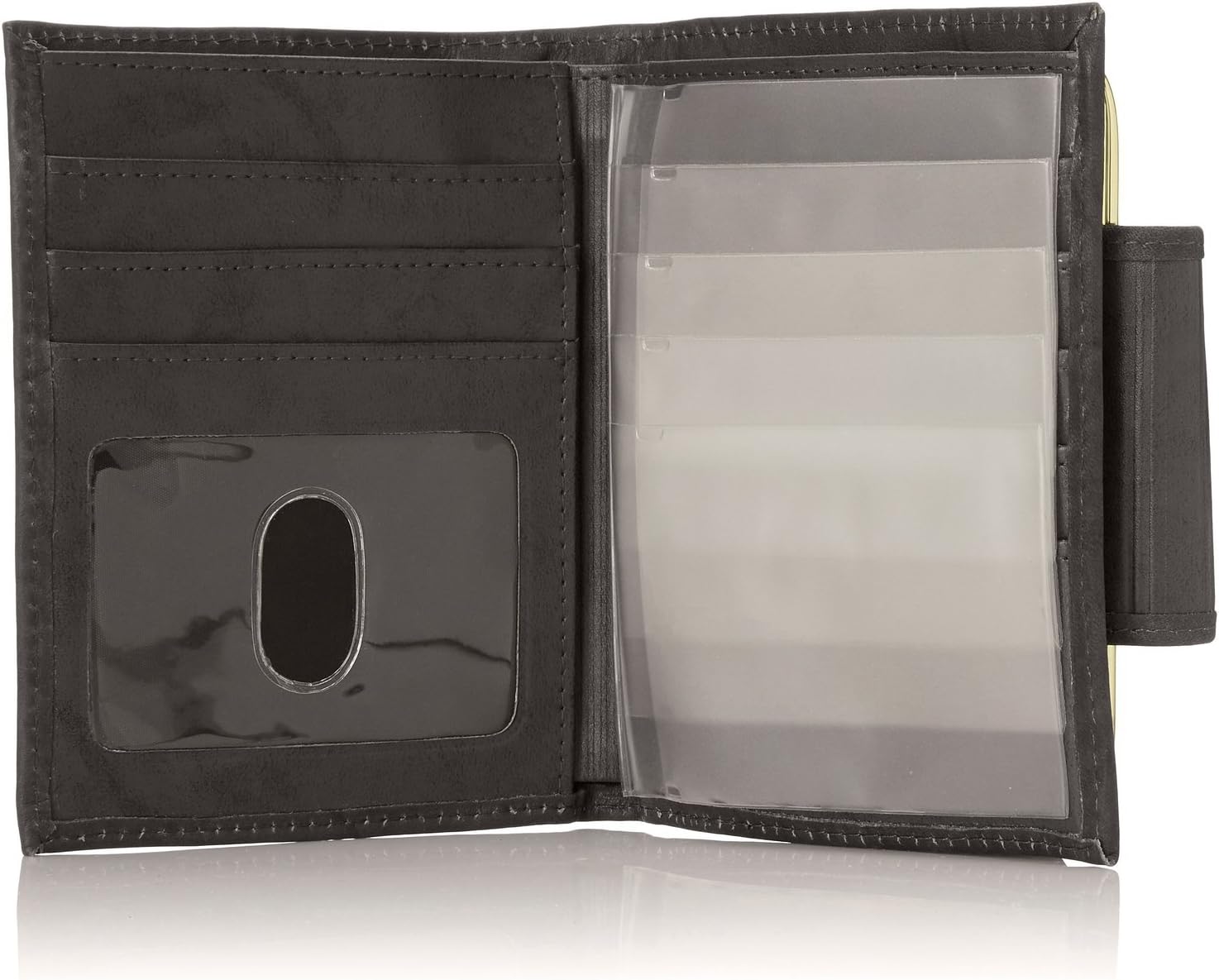 Buxton Leather Cardex Attache Clutch Credit Card Wallet (Black-RFID Protected)