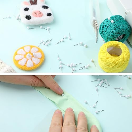 Miniatura 19 de 420 alfileres de costura rectos para tela, alfileres de acolchado de 0.63 pulgadas, pequeños alfileres de costura rectos con cabeza de bola