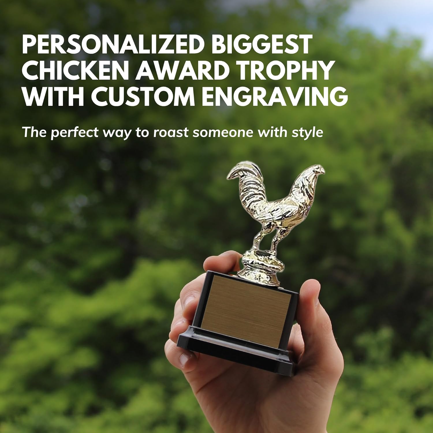 Trophy Outlet Biggest Chicken Award Trophy with Custom Engraving – Funny Rooster Recognition Trophy for Coworkers, Friends & Family – Humorous Desk Gag Gift