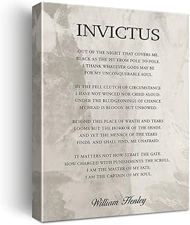 LEXSIVO Inspirational Invictus Print Canvas Wall Art Home Office Dorm Decor Retro Motivational Literature Poetry Painting 12x15 Canvas Poster Framed Ready to Hang
