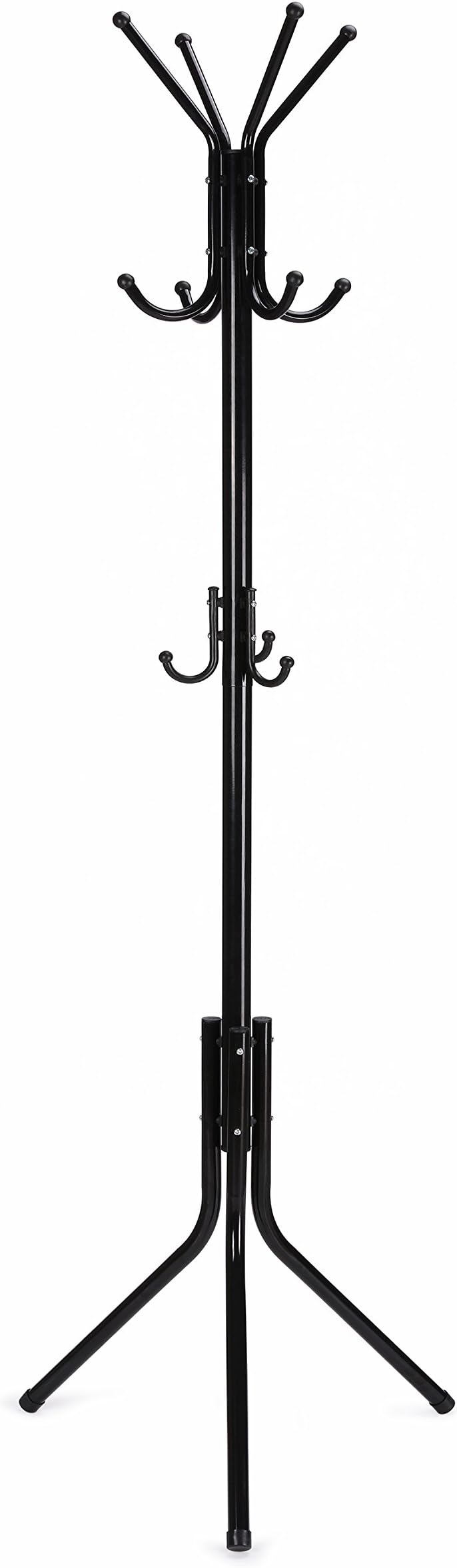 Coat Rack Standing Coat Tree Metal Black with 11 Hooks