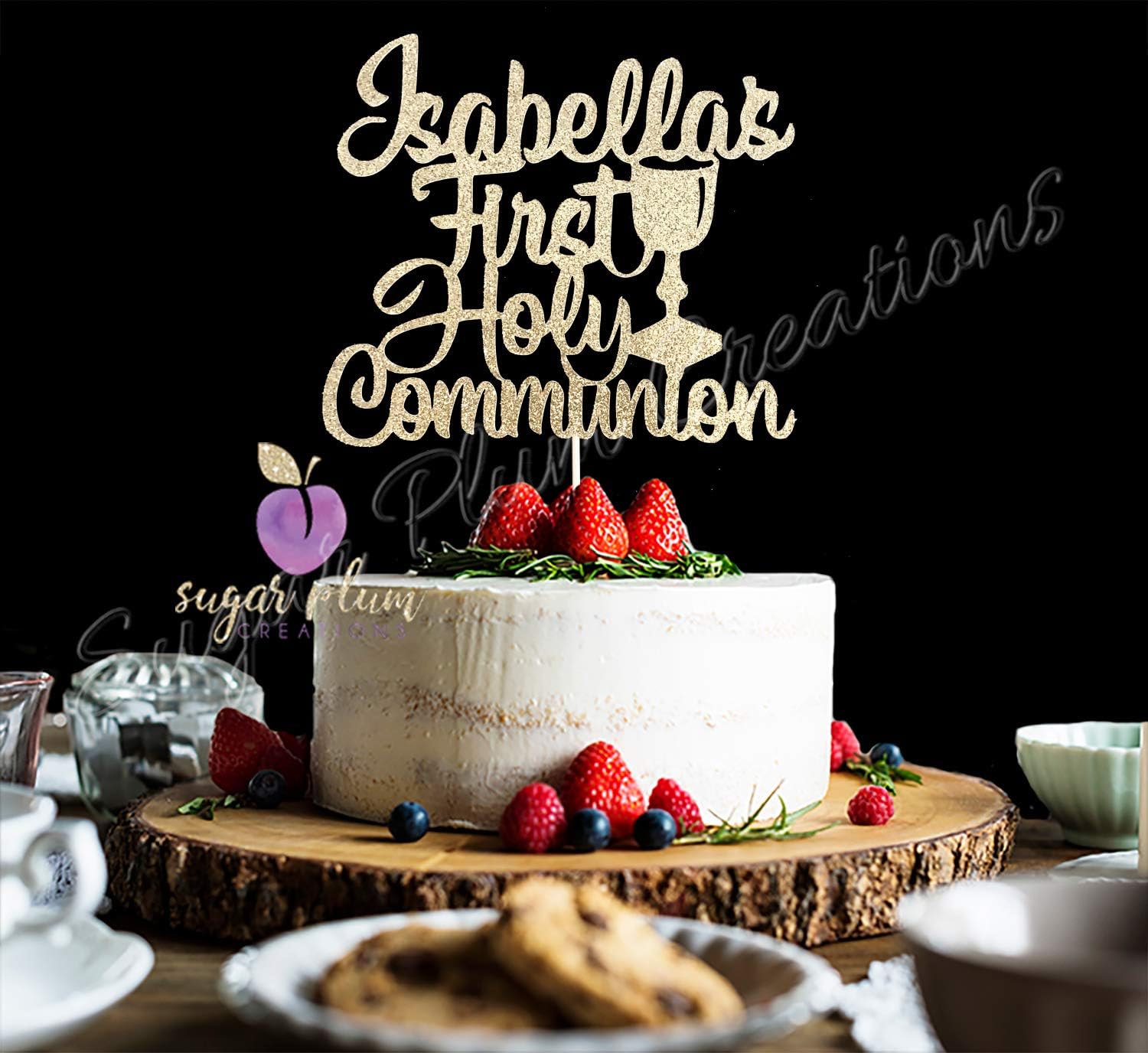 Custom First Communion Cake Topper, Personalized First Commuion Cake Topper