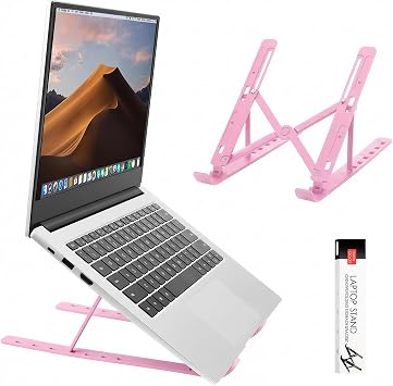 Adjustable Laptop Stand, Portable Laptop Riser for Desk, ABS+Silicone Foldable Ventilated Cooling Notebook Holder Stand for 10-15.6 Laptops, Tablets