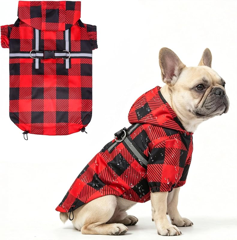 Capa de Chuva Impermeável para Cães Médios BEAUTYZOO com Capuz e Guia Integrada