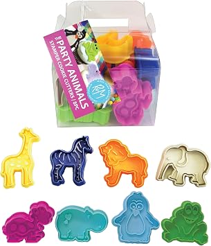 R&M Animal Cookie Stamper، Zoo Animal، Giraffe، Zebra، Lion، Elephant، Turtle، Hippo، Penguin، Frog، 2 Inch، 8 Piece Set