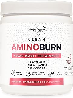Type Zero AminoBurn (Watermelon Flavored) - Vegan Amino Acids BCAA Drink Sugar-Free Energy Drink Powder & Amino Acids Supplement - Natural Energy