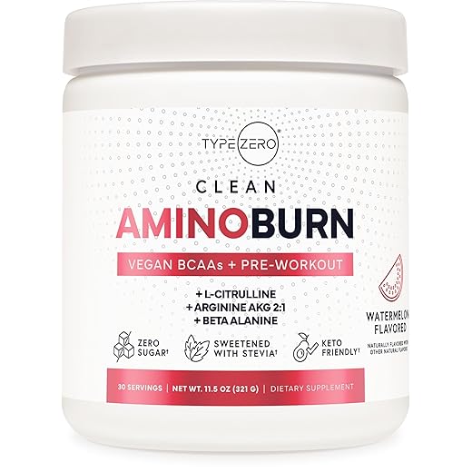 AminoBurn - Vegan Amino Acids Energy Pre Workout Drink for Women/Men (Watermelon) Sugar-Free Energy Drink Powder & Amino Acids Supplement - Natural Preworkout Energy and Fat Burner Weight Loss Drink