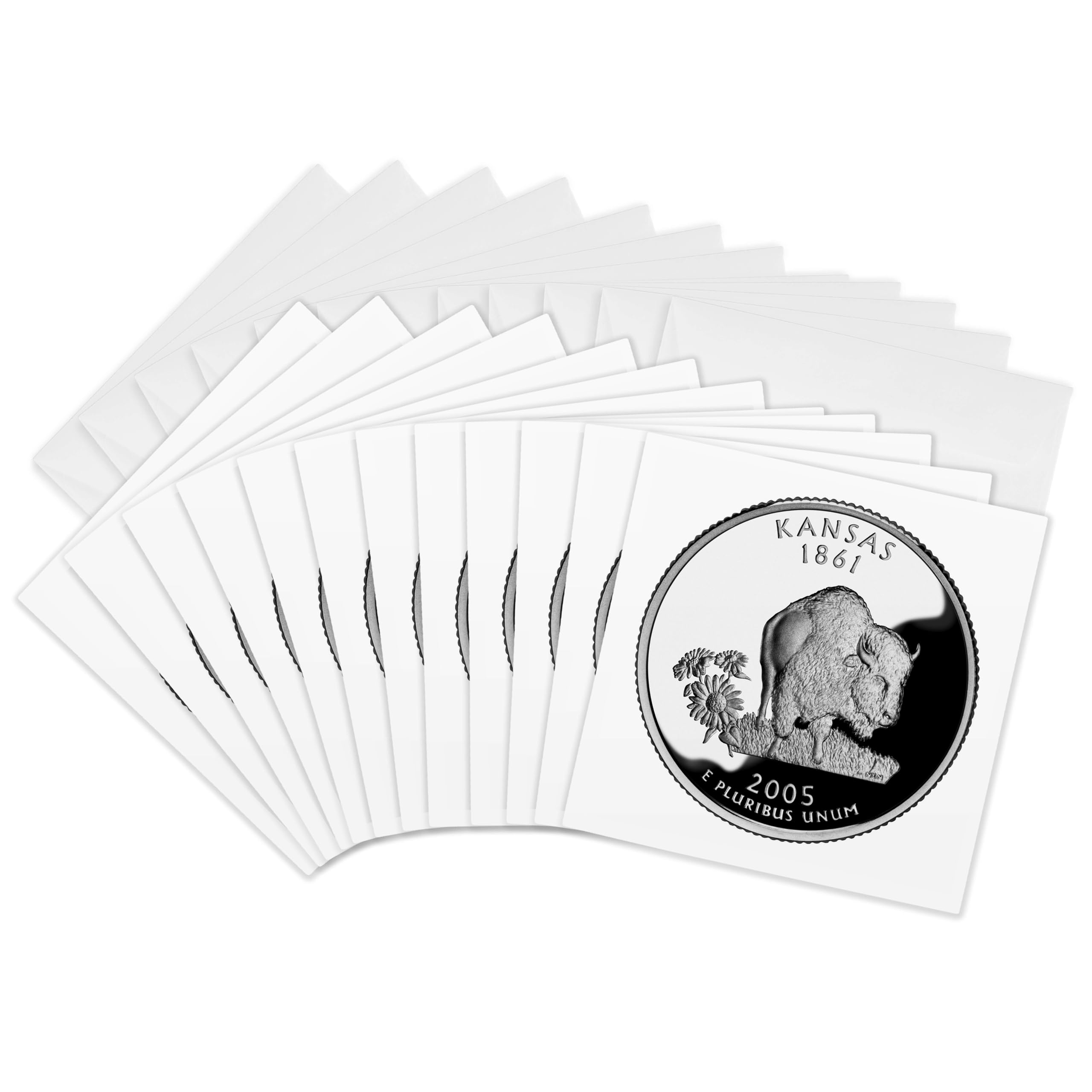 3dRose gc_55436_2 6 x 6-Inch "State Quarter of Kansas" Greeting Card