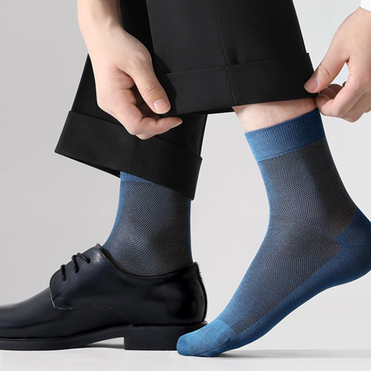 6 Pack Men Dress Socks, Cotton Mesh Ventilating Ankle Length,Thin Breathable Summer Business Footwear for Men - Image 4