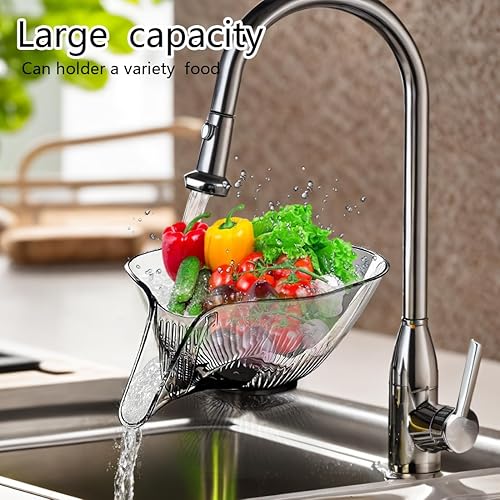 Miniatura 6 de Yutigo Cesta de drenaje multifuncional para alimentos, embudo de cesta de colador con boquilla, fregadero de cocina colador de alimentos para