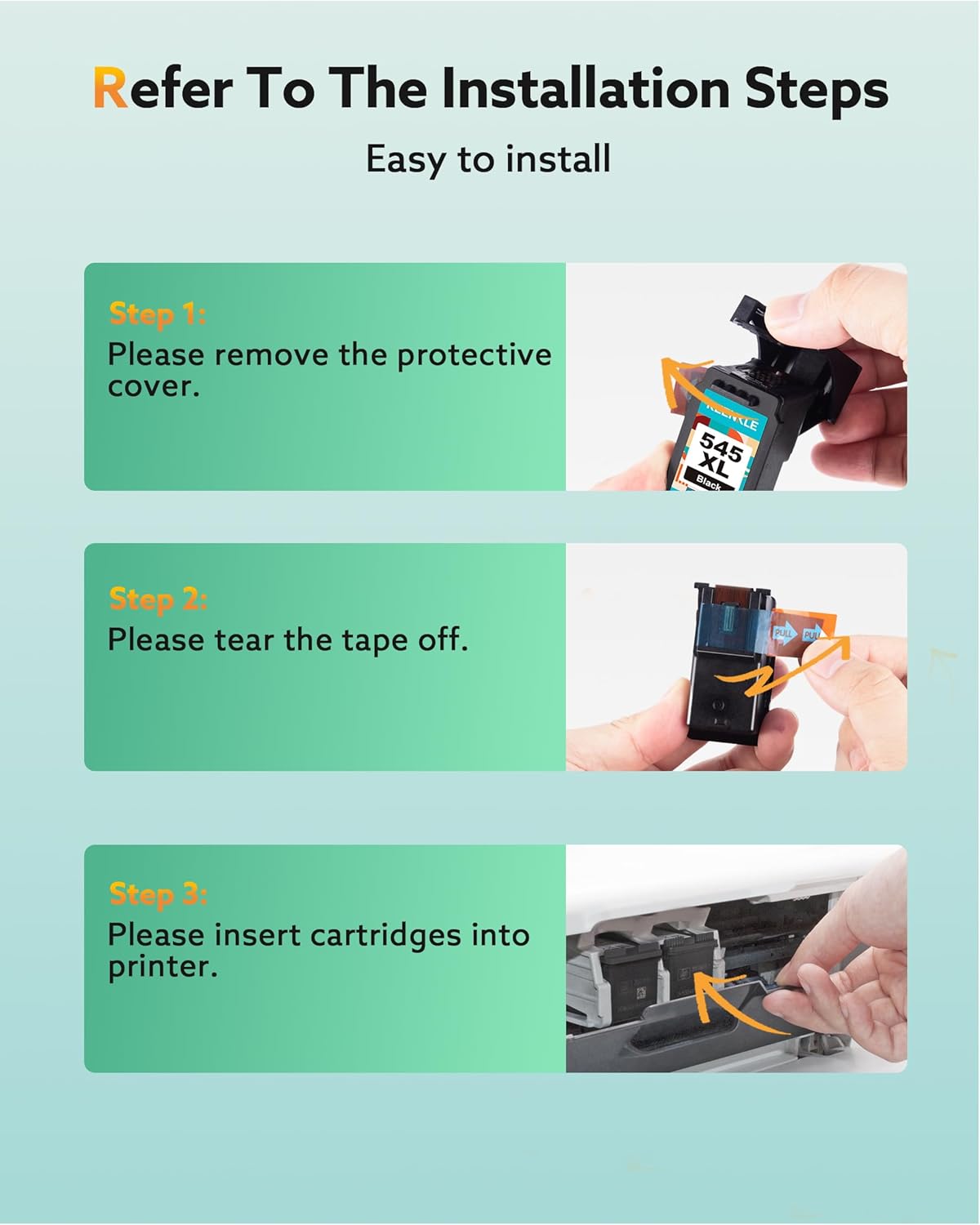 PG-545XL CL-546XL Ink Cartridges Compatible For Canon 545 And 546 XL For Canon PIXMA MG2550S TS3150 TS3151 MG3050 MG3051 TS3350 TR4550 TR4551 MX495 MX490 MG2950 MG245 0 IP2850 MG3053 (black, 2-pack - View #12