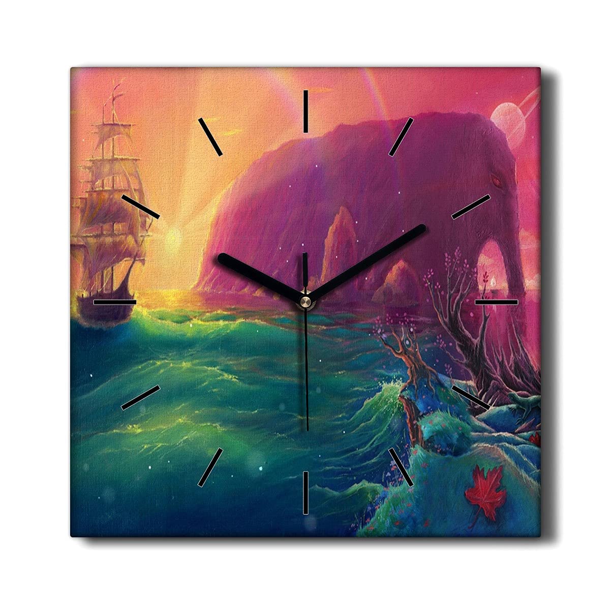 Horloge sur Toile sans tic-tac de 30x30 cm pour un salon calme et serein