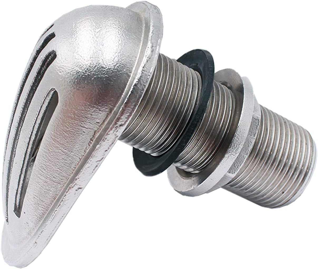 1-1/4" Boat Intake Strainer NPT Threaded Standard American Thru-Hull Inlet 1-1/4" Filter Scoop Marine Stainless Steel 316 Boat Water Pick Up with Rubber Washer Gaskets