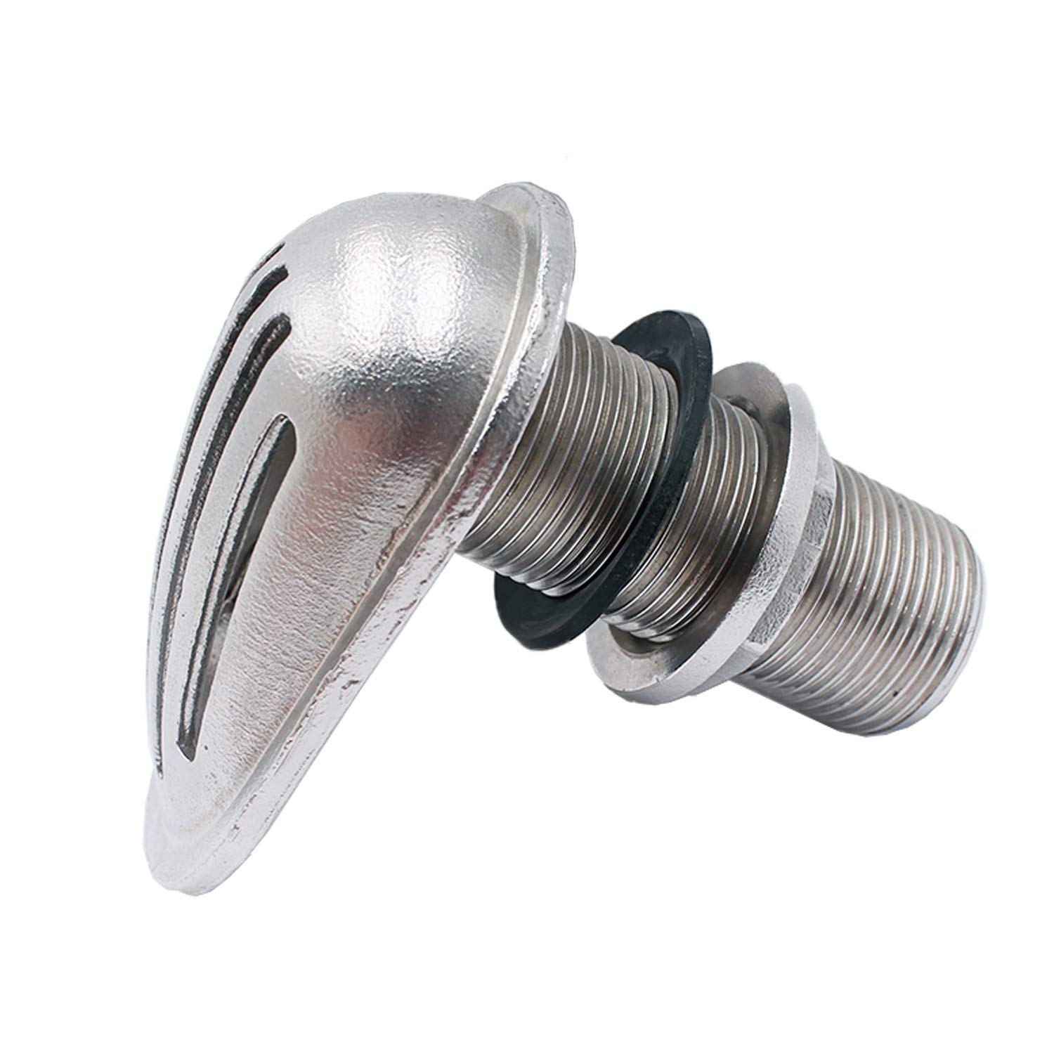 1-1/4" Boat Intake Strainer NPT Threaded Standard American Thru-Hull Inlet 1-1/4" Filter Scoop Marine Stainless Steel 316 Boat Water Pick Up with Rubber Washer Gaskets