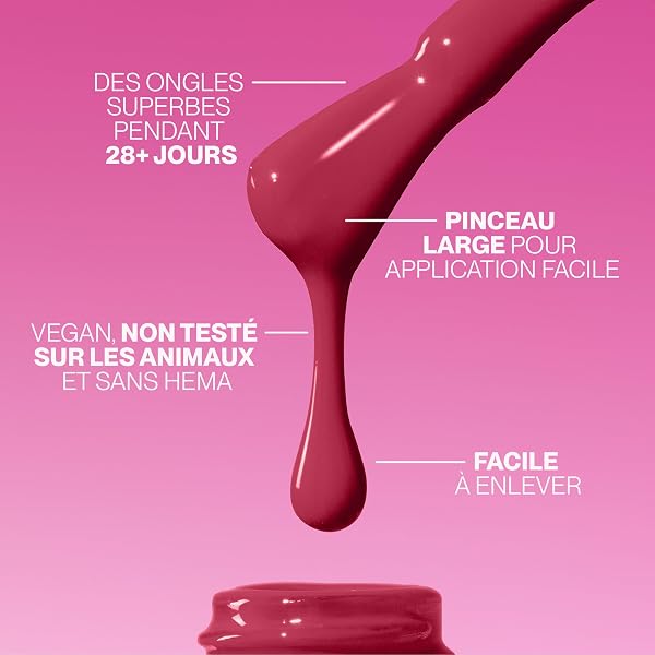 Pink Gellac Vernis Semi Permanent UV - 229 Berry Red 8 ml - Vernis Gel UV Semi Permanent Rouge Pour 14 Jours - Gel Polish Facile à Utiliser de Qualité Salon - Facile à Enlever - 3