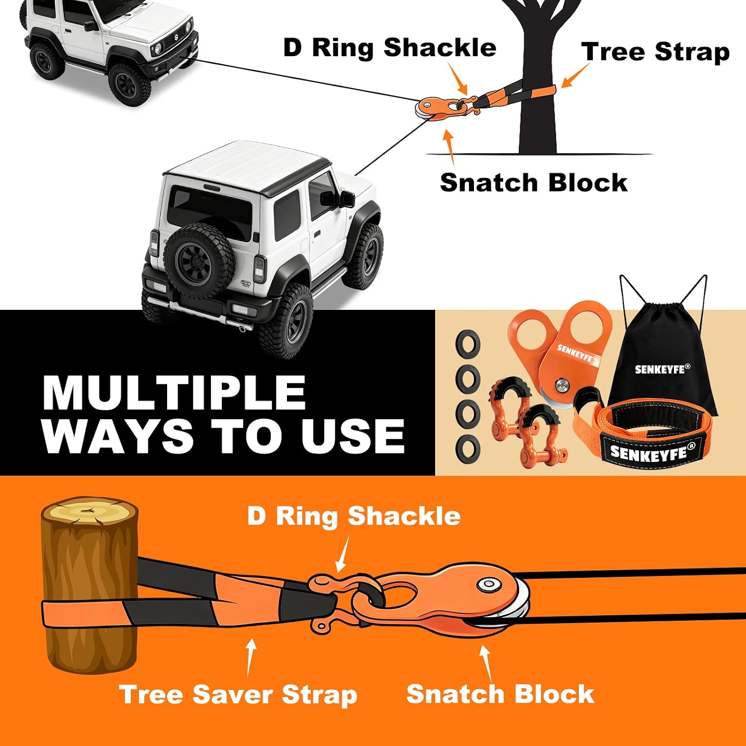 Off Road Recovery Kit Heavy Duty Snatch Block Pulley 10 Ton