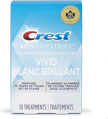 Crest Tiras blanqueadoras de dientes vívidas blancas 3D 10 unidades