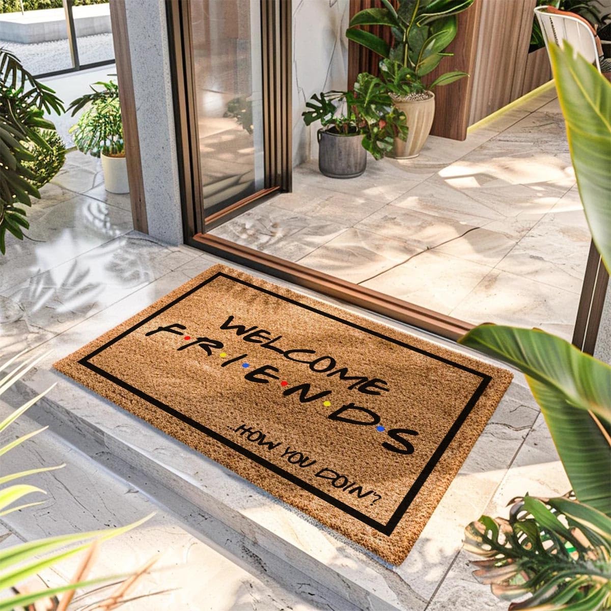 Natural Coir Doormat Welcome Friends How You Doin 23.6x15.7 inch