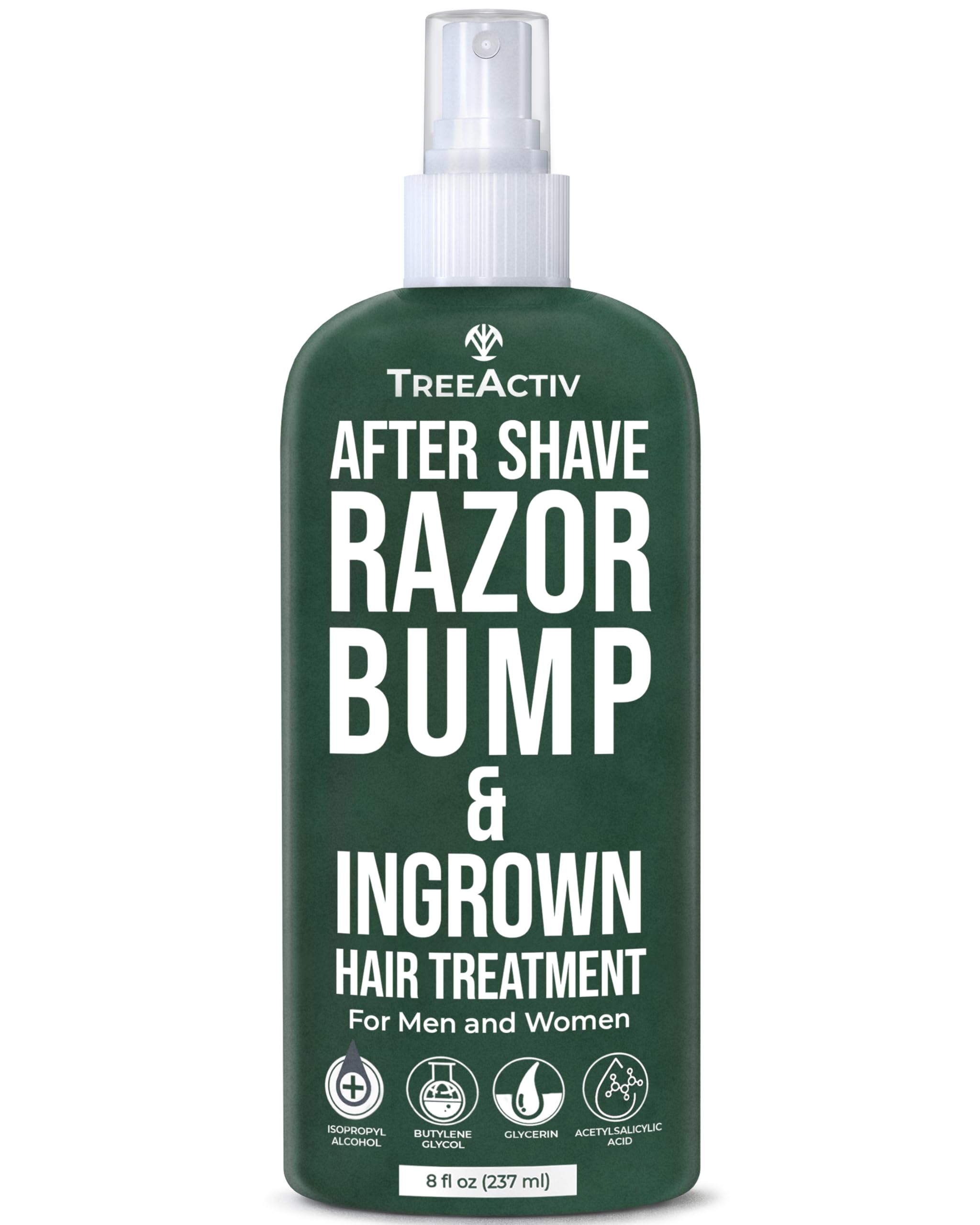 Aftershave Razor Bump & Ingrown Hair Solution, 8 fl oz, Vegan Razor Bump Solution for Face, Neck, Bikini Area, Legs and Underarms, Use After Shaving, Hair Removal, Waxing, For Men and Women