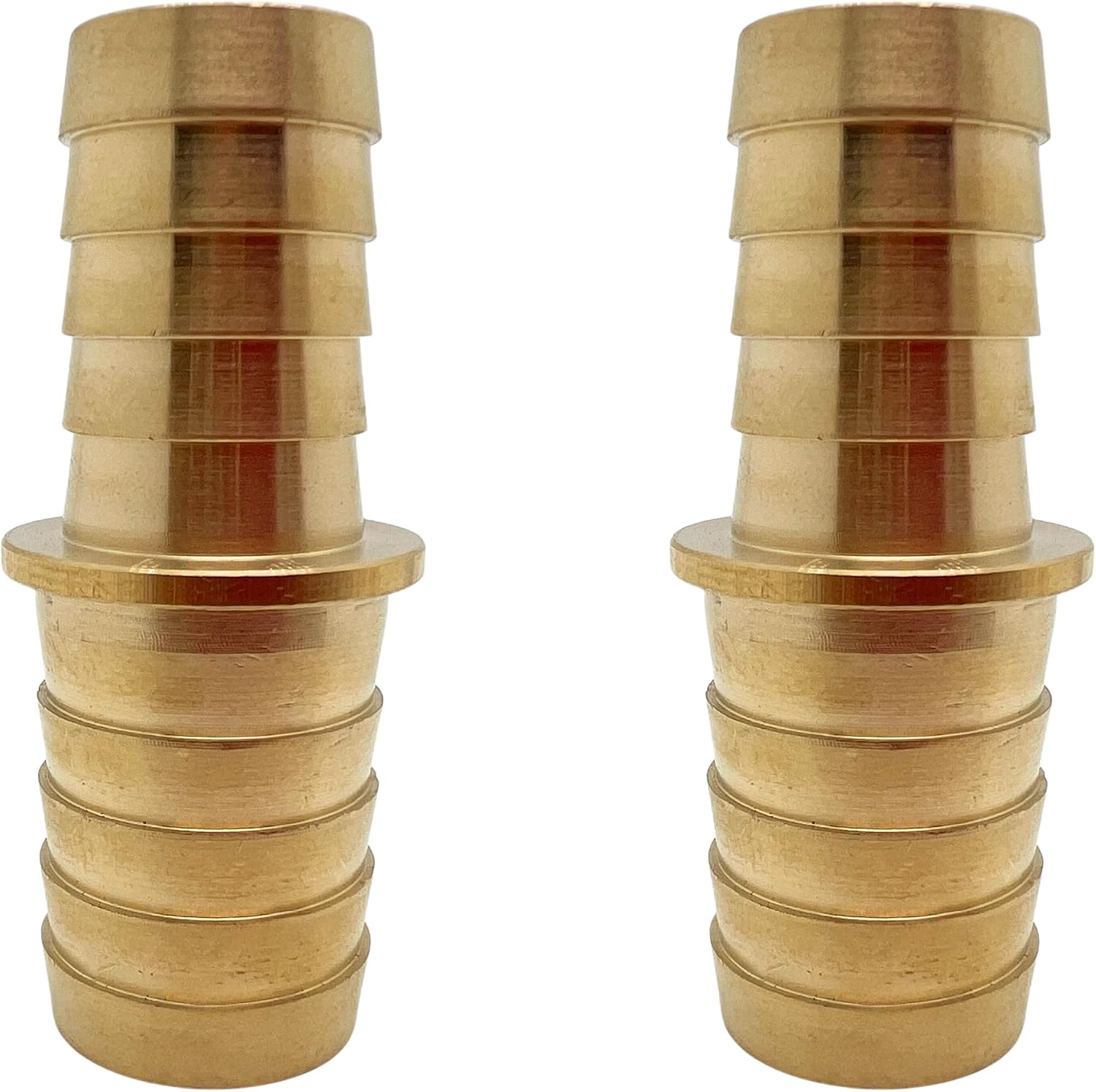 2PCS 1"x3/4" Brass Barb Hose Reducer Hex Union Splicer by CX WONDERLAND | 1" Barb x 3/4" Barb, Brass Reducer Splicer, Hex Union Connector with Barbed Ends for Hose ID Lines