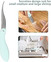 Vista 5 de Luvan Herramienta de diseño de camarones, Deveiner de camarones con hoja afilada de acero inoxidable y mango antideslizante, herramienta para pelar