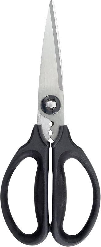 Tijeras multiusos de cocina y tijeras de hierbas OXO Good Grips | Mango de agarre suave, cuchillas dentadas de acero inoxidable, corta hierbas, aves de corral, cartón y carne, fácil de limpiar