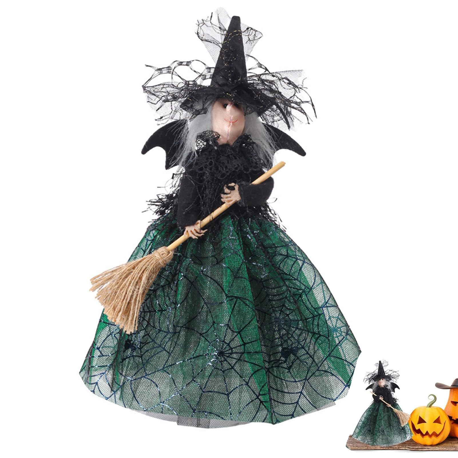 Czarna wied?ma, kolekcjonerska lalka Halloween, duch, czarownica, czubek drzewa Halloween