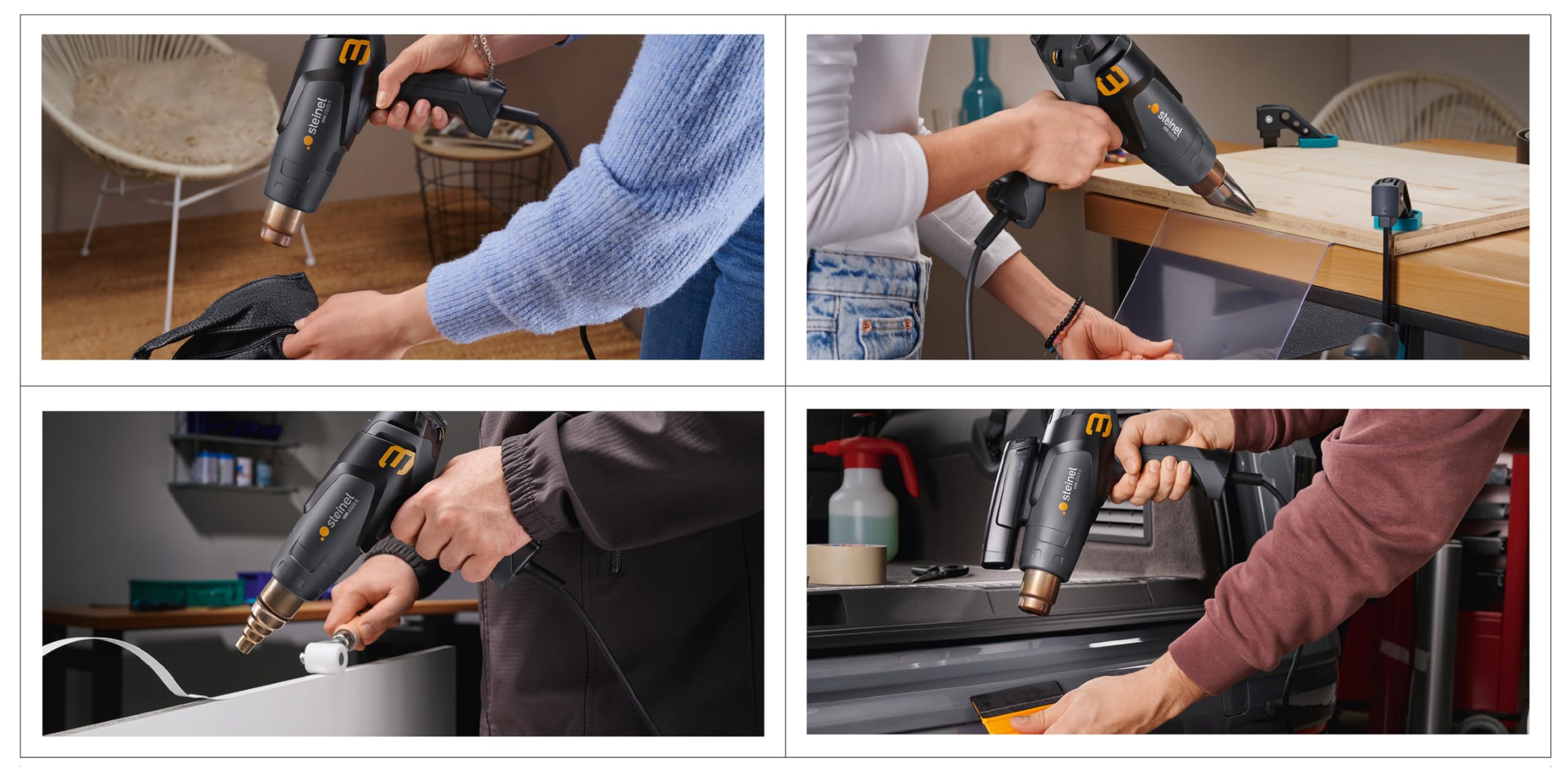 Steinel Heißluftpistole HM 2020 E Set, inkl. Reduzierdüse, 2200 W Heißluftfön, LCD-Display, Temperatur 80°-630°C, Heißluftgebläse mit Keramikheizung