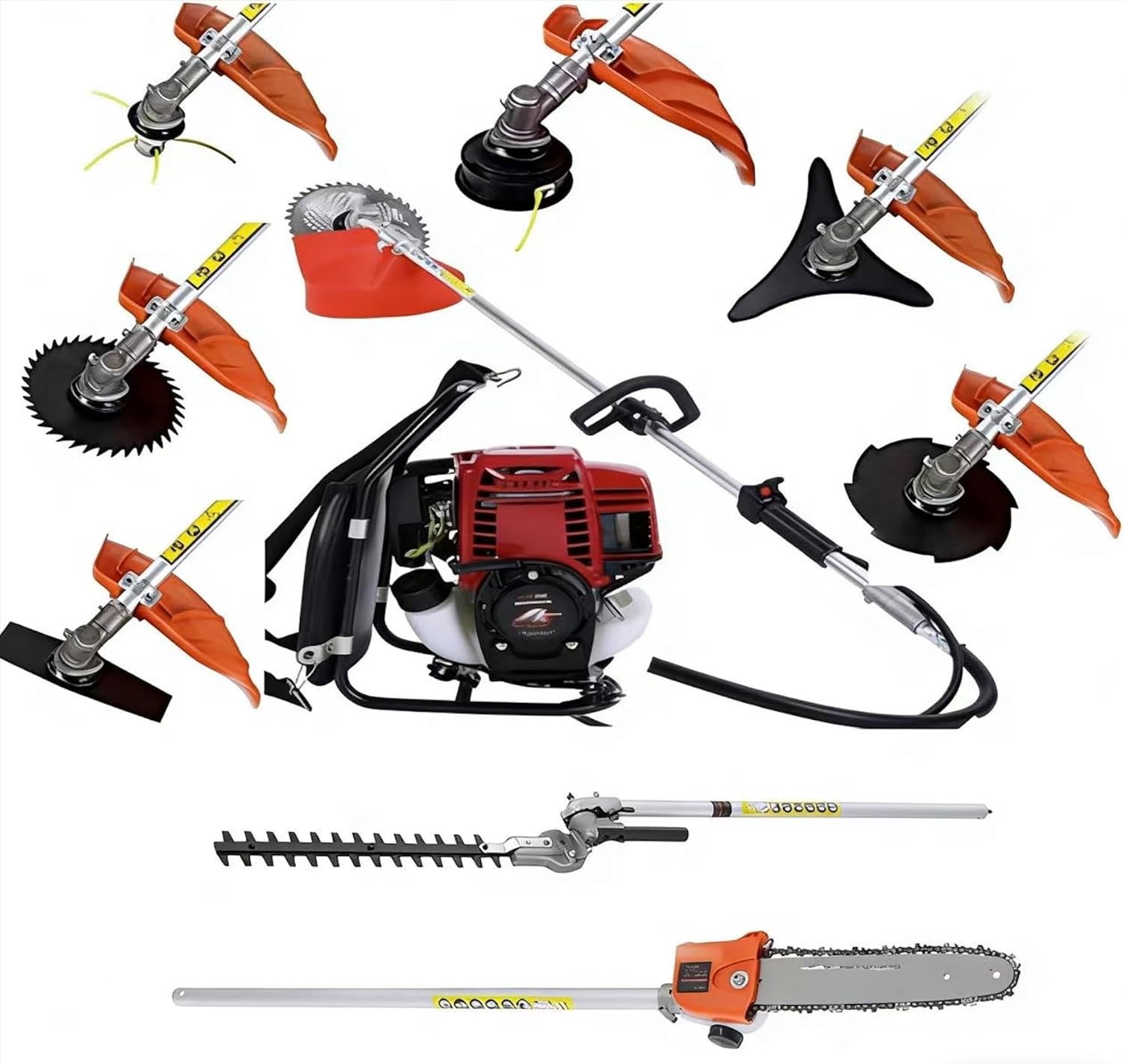 GX35 Backpack Gas-Powered 9-in-1 - Hedge Trimmer, Brush Cutter, Weed Eater, Edger, Pole Saw & Chainsaw Pruner, EPA, CE Certified