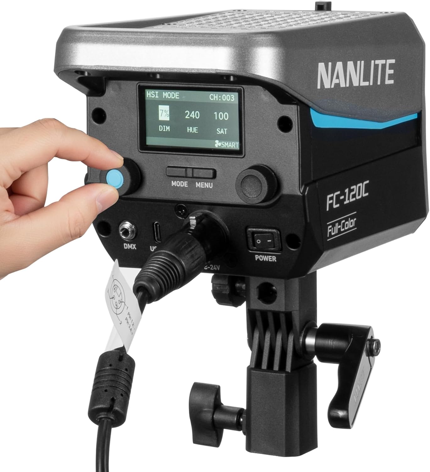 Nanlite FC-120C RGB COB Led Video Light, Bowens Mount Adapter for Photography Video Recording,145w 2,700K to 7,500K CCT with G/M Adjustment 12,850 lux @1m Built in 4 Lighting Modes APP Control