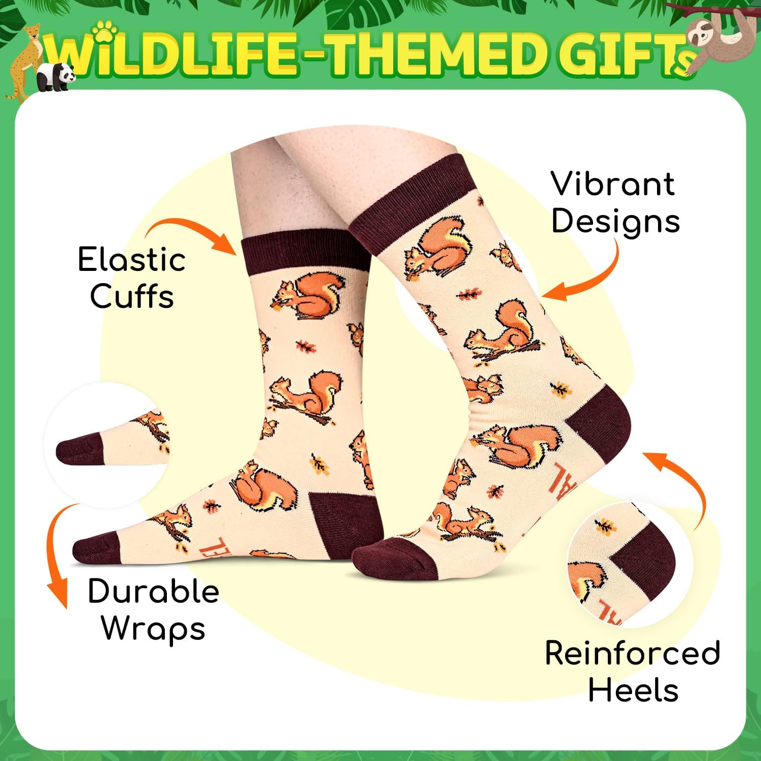 HAPPYPOP Funny Socks for Men Women - Squirrel Raccoon Bear Gifts, Panda Fox Bee Lover Gifts - Image 2