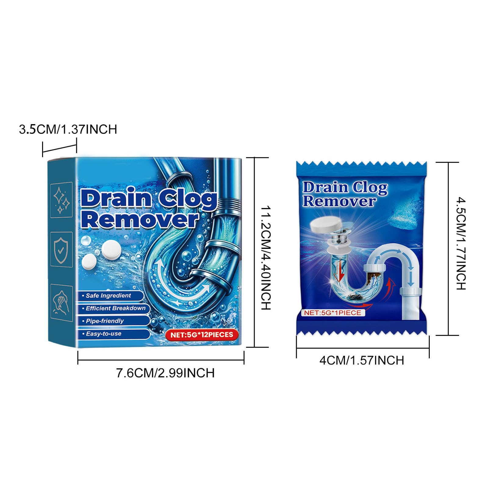 2026 New Strong Drain Effervescent Tablet, Drain Unblocker for Kitchen Sink, Cleaner for Bad Smells Tablets Foaming Smell Eliminator Removes Hair Grease & Soap (3 pcs)